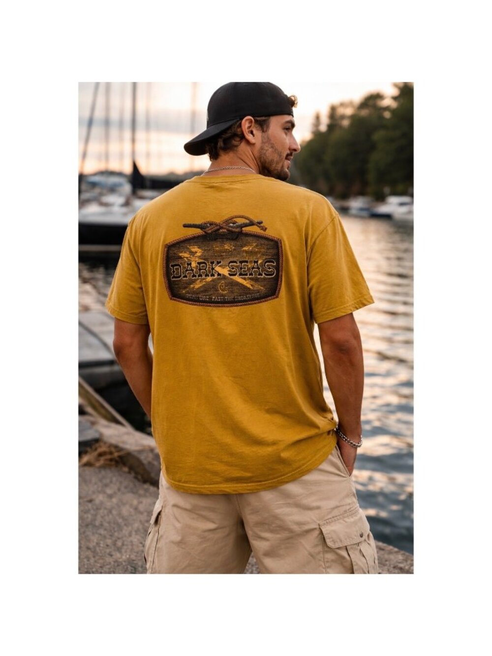 Dark Seas Division Mens XXL Mustard Yellow Graphic T-Shirt Venture Shoreline. Aa